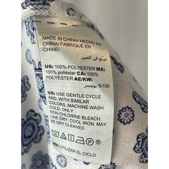 Chico’s Blue Floral & Striped Button-Up Shirt Classic Collared Blouse Size 12/14 - Picture 5 of 6